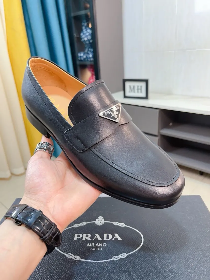 Men's shoes 💰540🌹🌹【PRADA Leather Shoes】Top purchasing agency Original imported Italian custom-made open-edge beaded cowhide leather surface, fully imported water-dyed breathable cowhide lining, original factory special molded sole super comfortable, size: 38-44